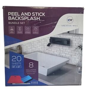 Kreative Wall Peel and Stick Backsplash Tile 20 Sheets 12x12 White Subway 3D...